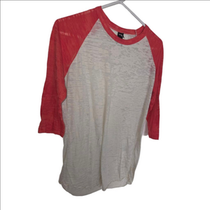 Women's Alternative White & Red Long Sleeve baseball Tee M